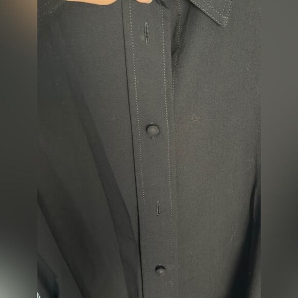 Zara navy blue/ black belted button down shirt! Size L - Picture 6 of 9